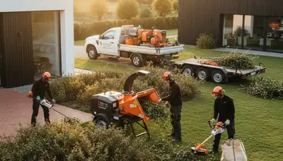 Professional shrub removal service in Ogden, UT clearing overgrown bushes from residential yard