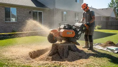 Professional stump grinding service removing tree stumps in Hill AFB, Ogden UT yard