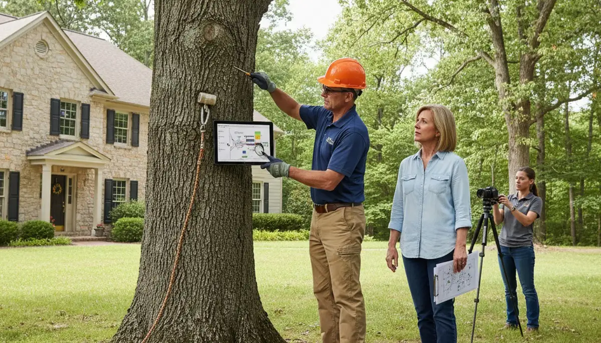 Certified arborist performing tree health assessment for homeowners in Eden near Ogden, UT