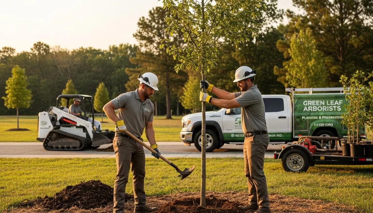 Arborist planting new tree in Ogden, UT yard for Chop Chop Tree professional tree service