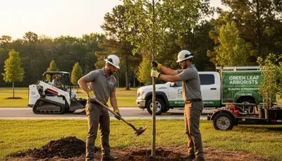 Arborist planting new tree in Ogden, UT yard for Chop Chop Tree professional tree service