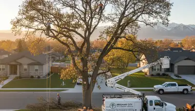 Professional tree removal service in Ogden UT safely cutting and clearing large trees