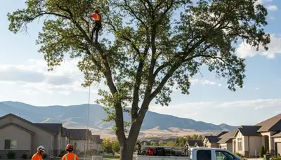 Professional tree removal service in Ogden UT safely cutting and clearing large trees