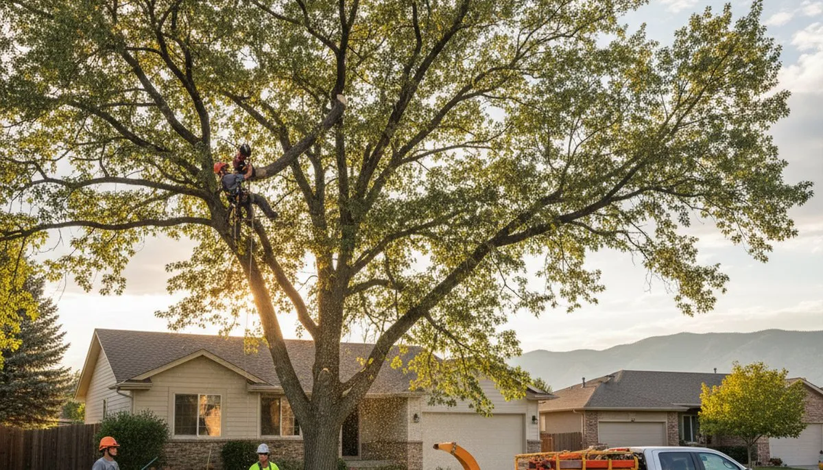 Professional tree removal service in Ogden, UT safely cutting down large residential trees
