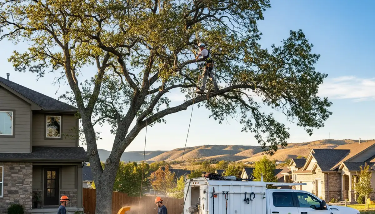Professional tree removal service in Ogden, Utah safely cutting and clearing large tree branches