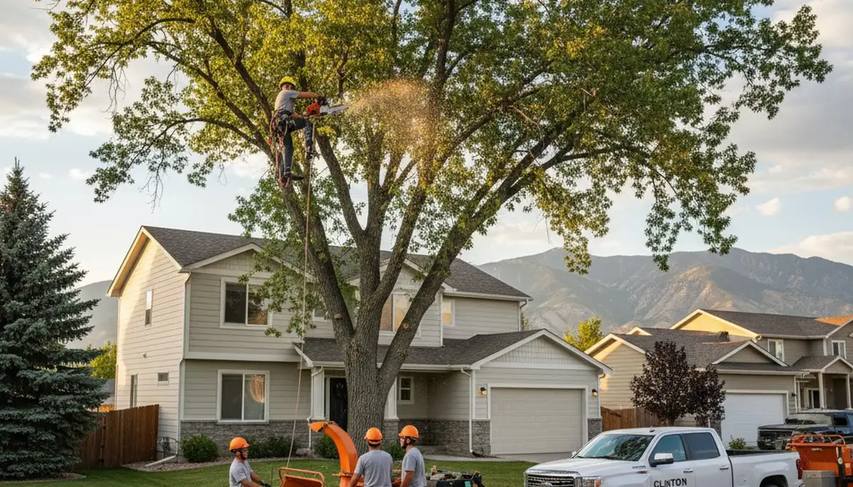 Professional tree removal service in Ogden, UT clearing large pine safely