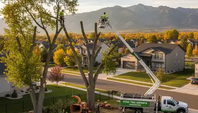 Professional tree removal service in Ogden, Utah safely cutting and clearing large trees