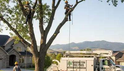 Professional tree removal service in Ogden UT safely cutting and clearing large trees