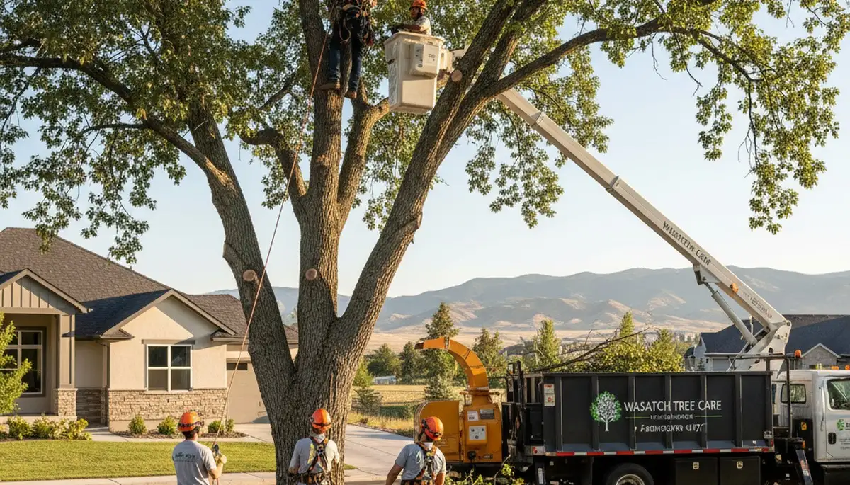 Professional tree removal service in Ogden, UT safely cutting and clearing large damaged trees