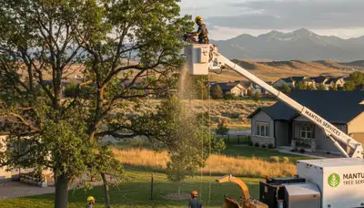 Professional tree removal service in Ogden, UT safely cutting and clearing large backyard trees