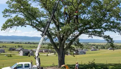 Professional tree removal service in Ogden, UT safely clearing large trees for residential property maintenance