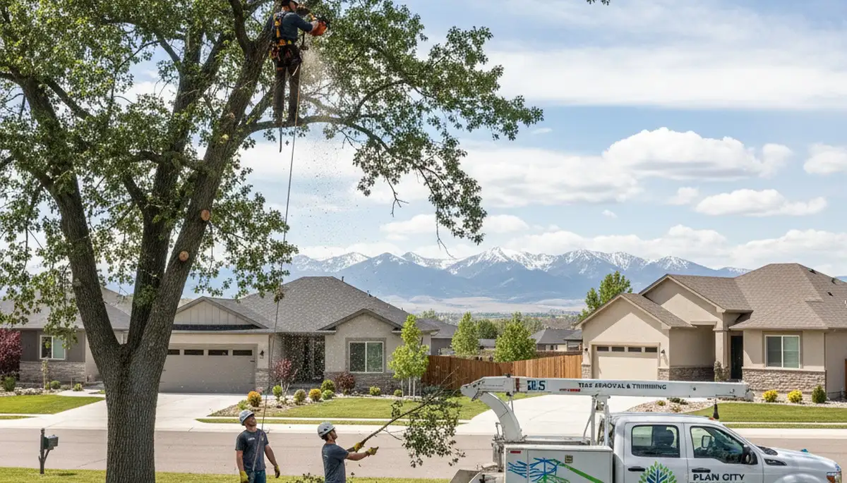 Professional tree removal service in Ogden, UT safely clearing large oak trees