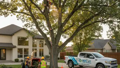 Professional tree removal service in Ogden UT safely clearing large trees for homeowners