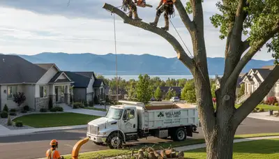 Professional tree removal service in Ogden, UT safely cutting and hauling large fallen tree